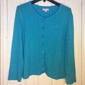 Lily Pulitzer Turquoise Cardigan XL